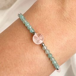 Браслет из Розового кварца и Амазонита огранка - Радуга самоцветов фото 3