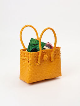 Сумка плетёная пластиковая, 23×11×30 см, жёлтая
