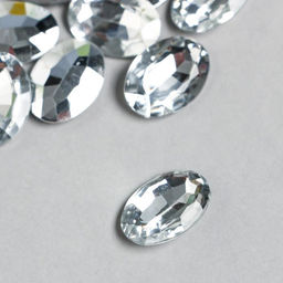 Декор для творчества пластик Стразы овал. Серебро набор 20 шт 1,3х1,8 см - Арт узор фото 2