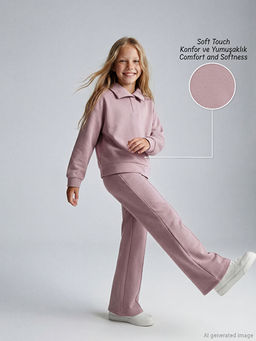 Polo Yaka K?z ?ocuk Soft Touch Sweatshirt ve E?ofman Alt