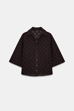 CAMISA BORDADOS PERFORADOS / Marr?n - Zara фото 6