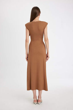 Платье макси без рукавов с V-образным вырезом - Defacto фото 5