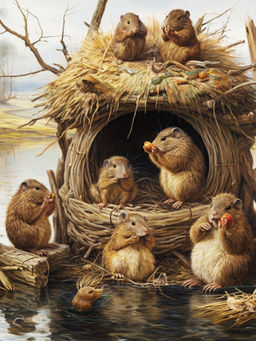 Вышивка крестиком 40х50см, Бобры