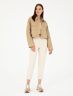 Bej Crop Top Uzun Kollu G_mlek - Pierre cardin фото 3