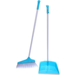 Набор для уборки, щетка для пола с совком синий