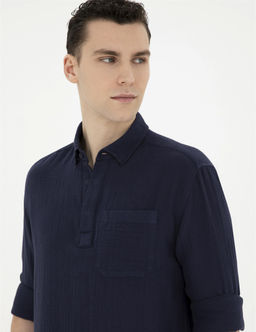 Lacivert Comfort Fit Uzun Kollu G_mlek - Pierre cardin фото 2