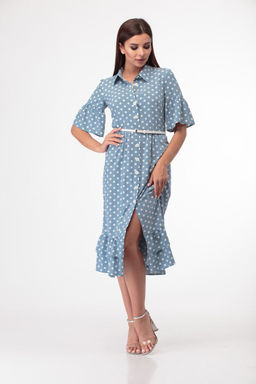 Платье ANELLI 713 бирюза с горохами  фото 3