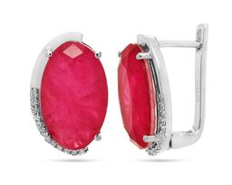 Серьги из серебра турмалин малиновый выращ., Чезара