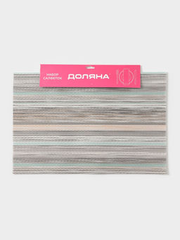 Набор салфеток сервировочных на стол Доляна «Дождь», 4 шт., 45×30 см, цвет бирюзово-белый