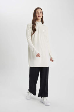 DeFactoFit Длинная футболка с воротником-стойкой и длинными рукавами для спортсменов  фото 2