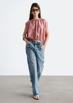 Top de seda estampado con cord?n de ajuste - H&m фото 8