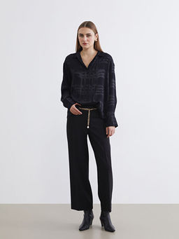 Loose Fit Zincir Kemerli Kad?n Pantolon