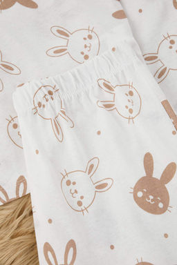 Ekru %100 Pamuk Tavsan Desenli Orme Pijama Tak?m? THMAW26PT00162 - Trendyolmilla фото 3