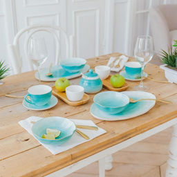 Чайная пара Доляна Млечный путь, 2 предмета: чашка 220 мл, блюдце d=13.5 см, фарфор, бирюзовая