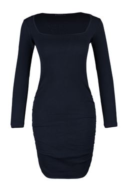 TRENDYOLMILLA Siyah Buzgu Detayl? Vucuda Oturan Mini Kare Yaka Fitilli Esnek Orme Kalem Elbise TWOAW23EL01396