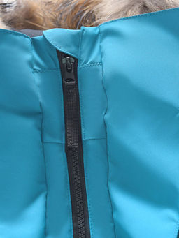 Парка зимняя подростковая для мальчика с капюшоном и мехом голубого цвета 9537Gl - Valianly фото 13