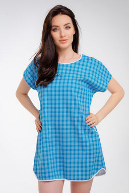 Туника женская Социал клетка голубая