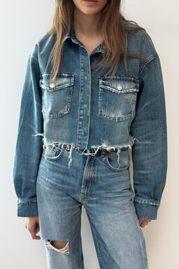 TRF CROP DENIM OVERSHIRT - Zara фото 9