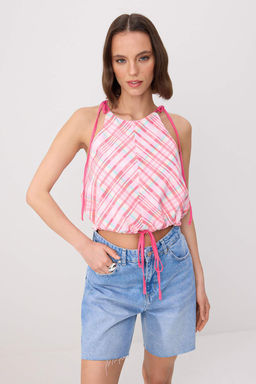 Pembe Geometrik Desen B_zg_ Detayl_ Dokuma Bluz TWOSS26BZ00771