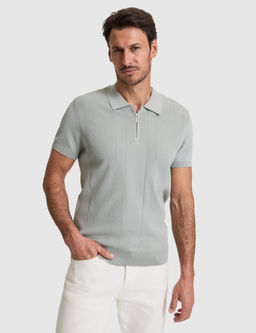 Koyu Mint Slim Fit Polo Yaka Fermuarl_ Triko Ti__rt