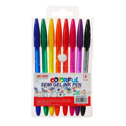 Набор шариковых ручек 8 цветов, корпус в цвет стержня, в блистере