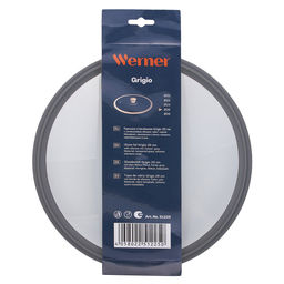 51225 WERNER Крышка стеклянная GRIGIO 26 см с силиконовым ободом. Цвет: серый. Материал: закаленное стекло, силикон, нерж. сталь.  фото 4