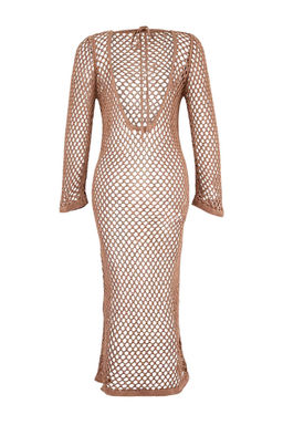 TRENDYOLMILLA Siyah Fitted Midi Triko Plaj Elbise TBESS25EL00124 фото 14