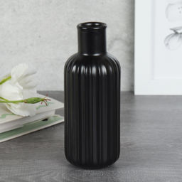 Цена за 1 шт. Ваза 16 см Черная ребристая / YBN-70 /уп 50/без и/уп