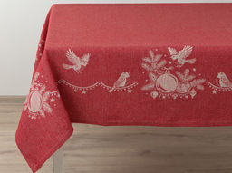 Скатерть 24С61-ШР 140*155 "НГ Снегири" цв. 1 рис. 310 красный