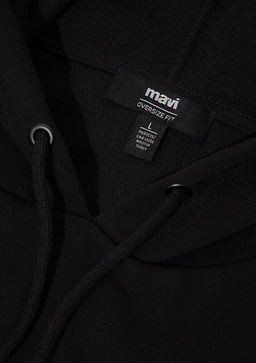 Mavi Logo Bask?l? Kapusonlu Siyah Sweatshirt  фото 6