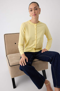 Sar? Premium/Ozel Iplik Merserize Gorunumlu Bisiklet Yaka Basic Triko H?rka TWOAW26HI00095 - Trendyolmilla фото 11