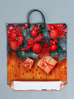 Цена за 10 шт. Пакет новогодний «Шарики на деревянном», полиэтиленовый с пластиковой ручкой, 44×40 см