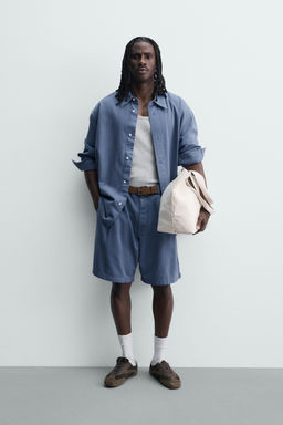 CAMISA LAVADA RELAXED FIT / Azul vigor?