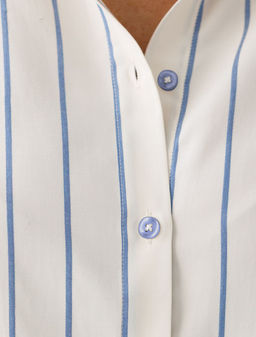 Блузка Vilatte в полоску с рукавом 3/4 из эластичного хлопка голубая фото 2