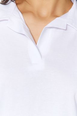 TRENDYOLMILLA Lacivert %100 Pamuk Relaxed/Rahat Kal?p Crop Polo Yaka Orme T-Shirt TWOSS22TS0241  фото 18
