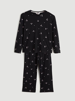 Bisiklet Yaka Kiraz Bask?l? Kad?n Pijama Tak?m?