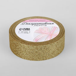 Цена за 2 шт. Лента декоративная Блёстки, 25 мм 9,1 0,5 м, цвет золотой - Арт узор фото 2