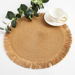 Салфетка сервировочная «Доляна. Бохо», бежевая, d=38 см