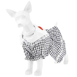 Пэт тойс (Pet toys) Одежда для собаки Платье с вышивкой, с кружевом, на кнопках р-р S, длина спинки 20см/обхват груди 28см/обхват шеи 22см, цвет-синий, 100% полиэстер (Китай) - Домашняя Мода фото 4