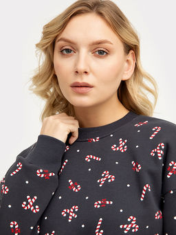 Свитшот женский серый новогодний с принтом конфеты - Mark formelle фото 6