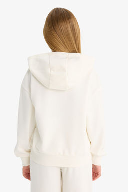 Pamuklu Relax Fit Kap__onlu Basic Sweatshirt K_z _ocuk - Defacto фото 6