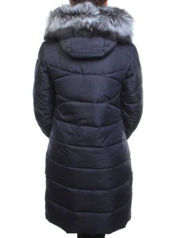 AZ1819HM DK. BLUE Пальто женское зимнее (холоффайбер, натуральный мех чернобурки) - Фабричный китай фото 10
