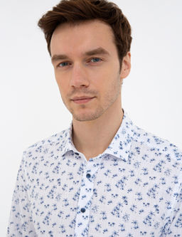 Темно-синяя приталенная рубашка с длинным рукавом - Cacharel фото 2