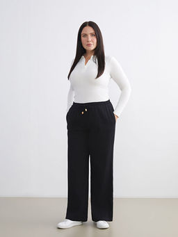 Beli Lastikli Dokulu M?slin Kad?n Pantolon