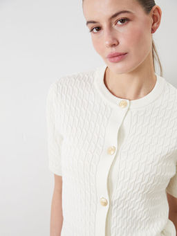 Bisiklet Yaka Kendinden Desenli Kad?n Triko H?rka