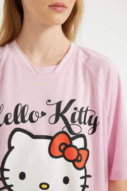 Футболка Cool Hello Kitty Oversize с V-образным вырезом и короткими рукавами - Defacto фото 8