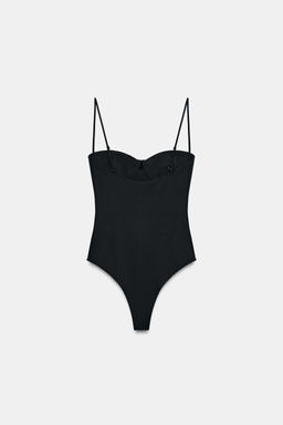 POLYAMIDE BLEND BODYSUIT WITH LACE TRIM - Zara фото 17