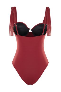 Bordo Balenli Mesh Detayl? Normal Paca Mayo TBESS23MA00317