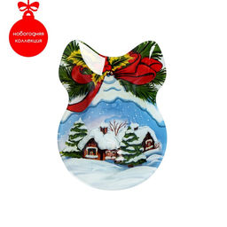 Блюдо стеклянное сервировочное Доляна Бант. Новогодняя сказка, 18,513 см