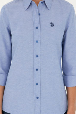 Рубашка женская U.S. Polo Assn Saks с длинным рукавом из хлопка с полиэстером  фото 12